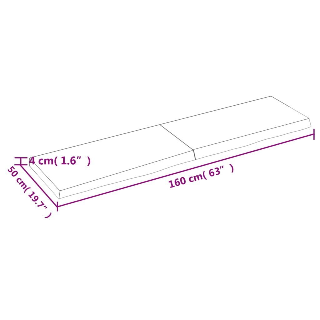 vidaXL Dessus de table 160x50x(2-4) cm bois de chêne massif non traité