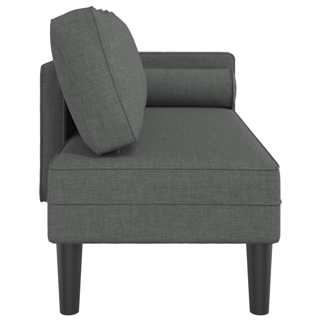 vidaXL Chaise longue avec coussins gris foncé tissu