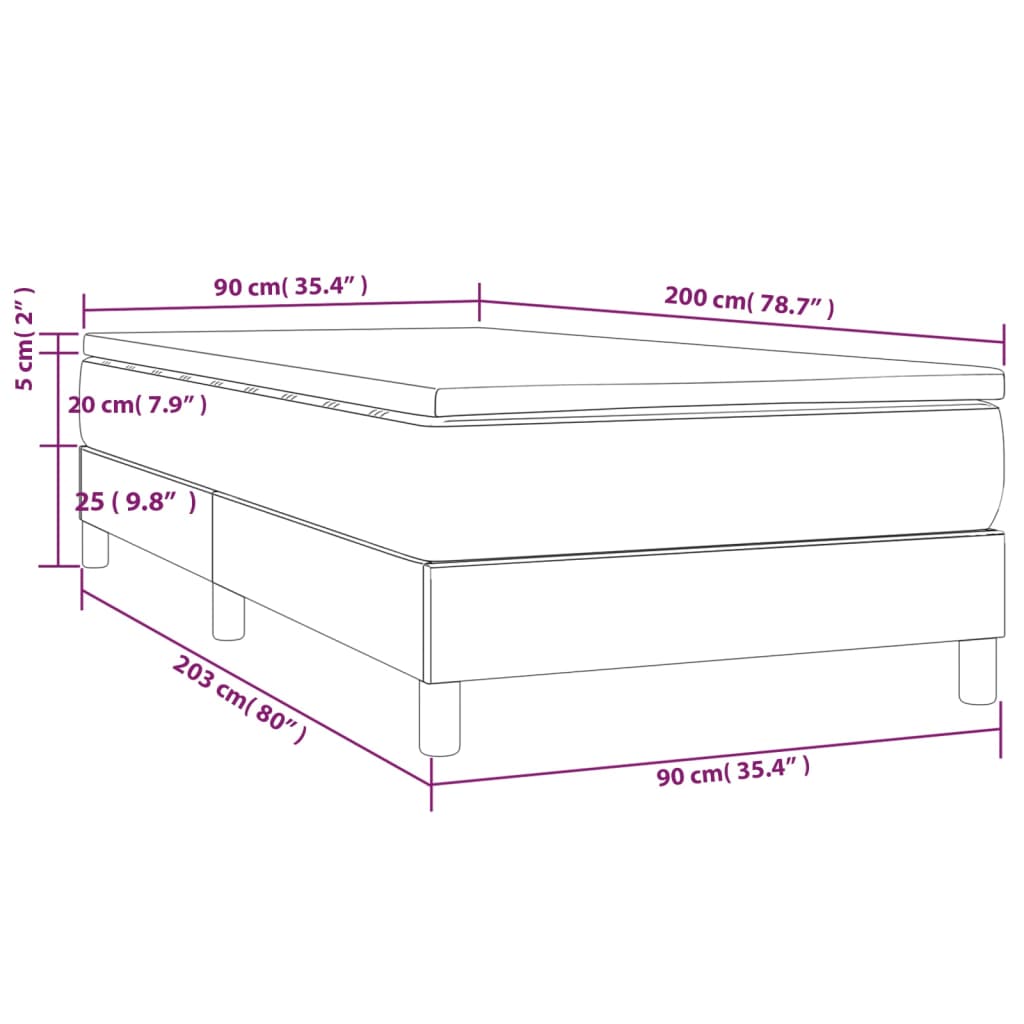 vidaXL Sommier à lattes de lit avec matelas Crème 90x200 cm Tissu