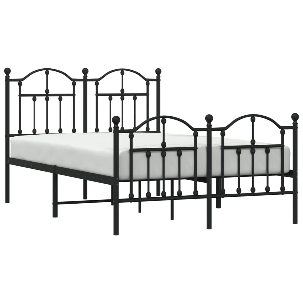 vidaXL Cadre de lit métal sans matelas avec pied de lit noir 120x190cm