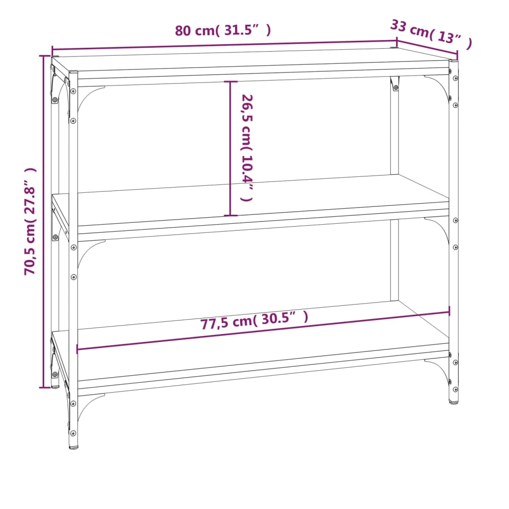 vidaXL Bibliothèque Chêne fumé 80x33x70,5cm Bois d'ingénierie et acier