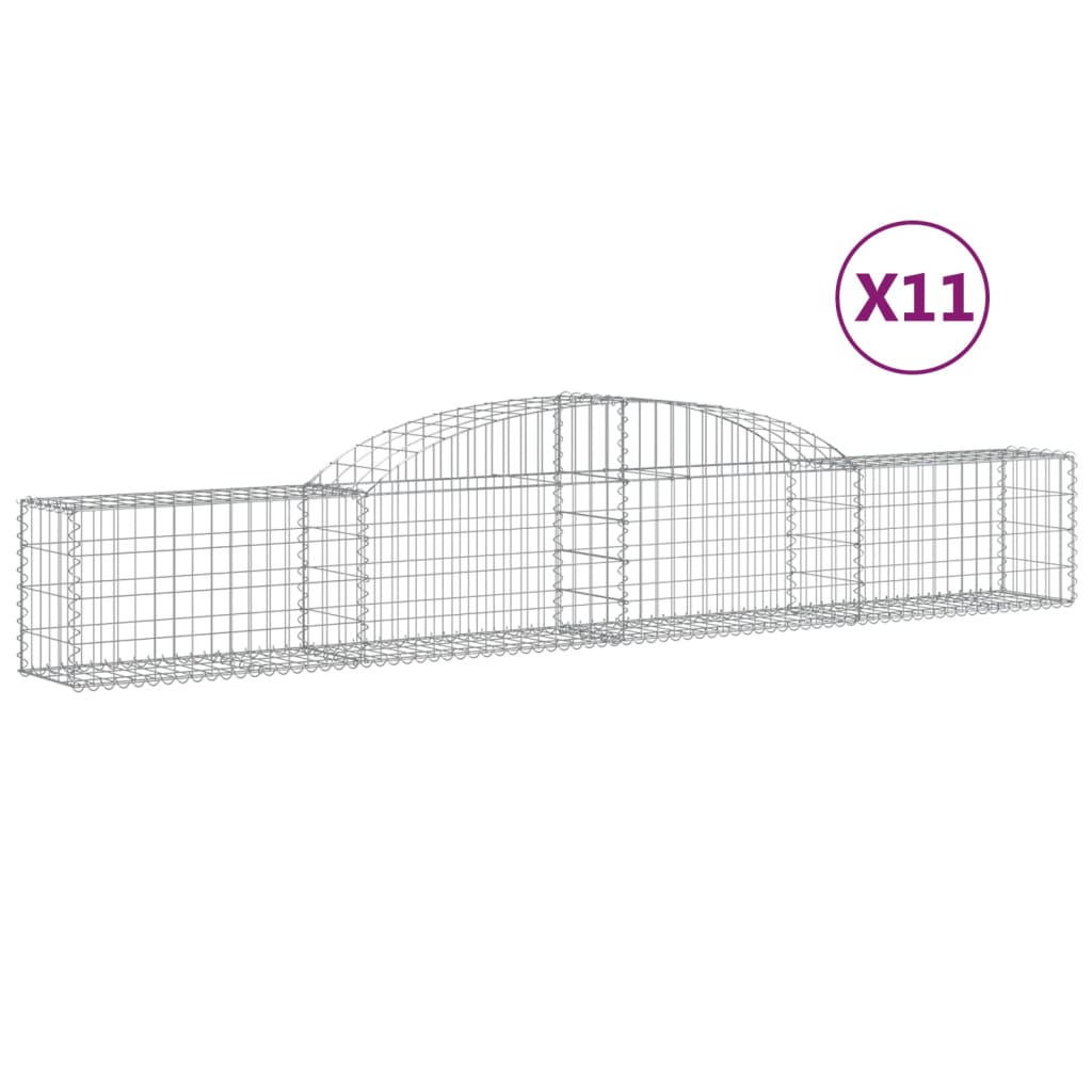 vidaXL Paniers à gabions arqués 11 pcs 300x30x40/60 cm fer galvanisé