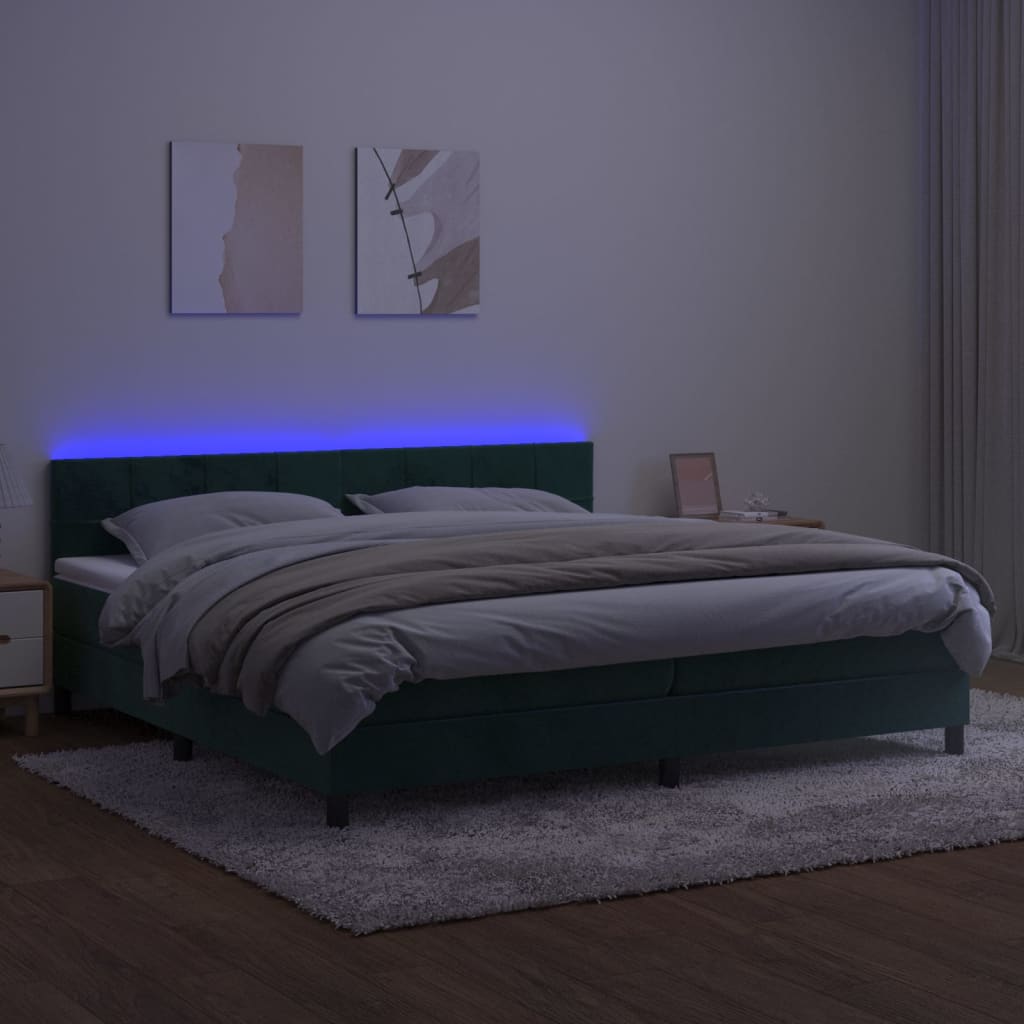 vidaXL Sommier à lattes de lit avec matelas LED Vert foncé 200x200 cm