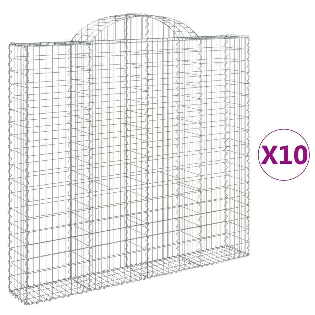 vidaXL Paniers à gabions arqués 10 pcs 200x30x180/200 cm Fer galvanisé