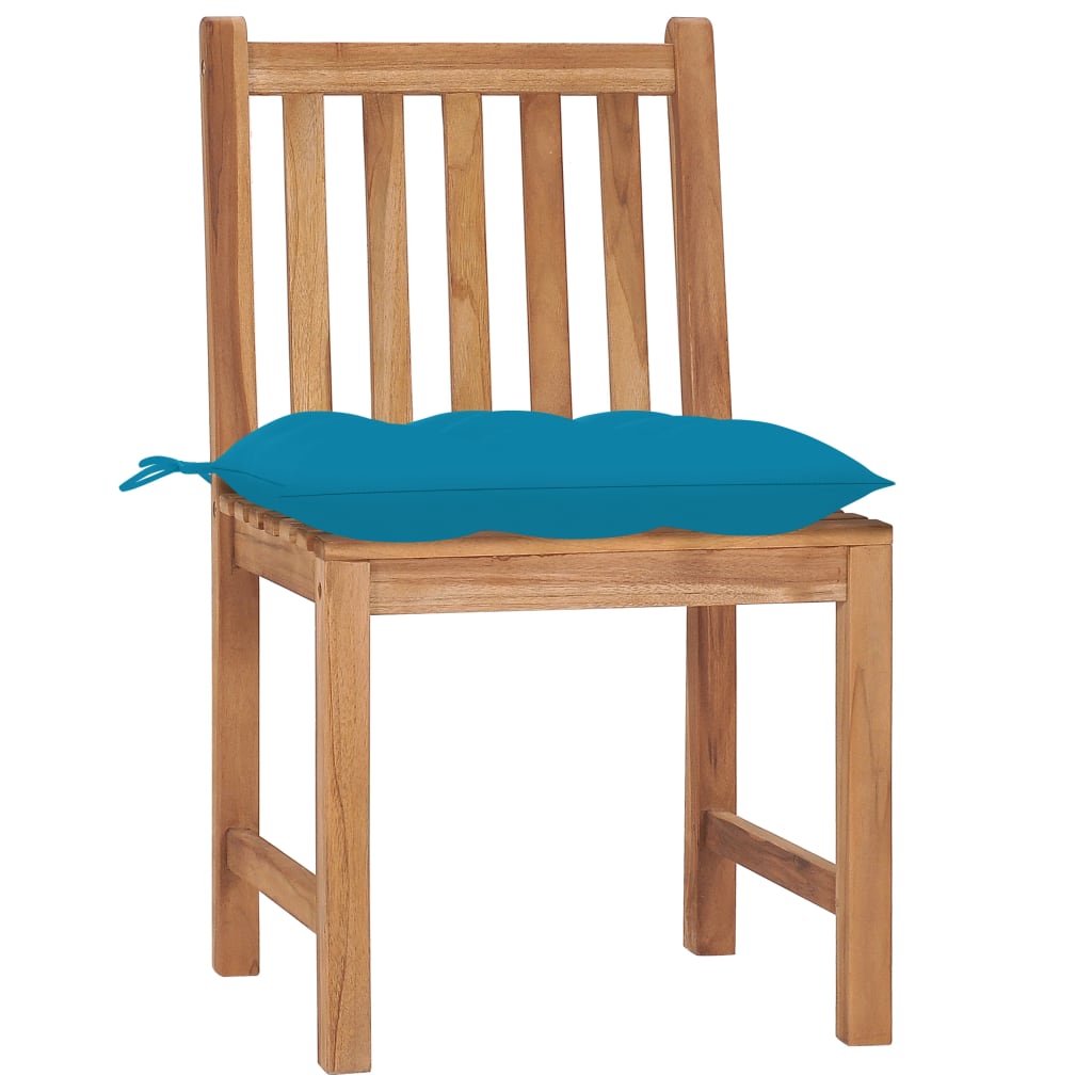 vidaXL Chaises de jardin lot de 2 avec coussins Bois de teck massif