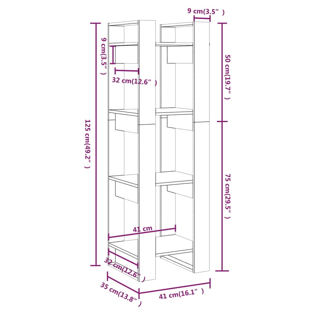 vidaXL Bibliothèque/Séparateur de pièce Blanc 41x35x125 cm Pin solide