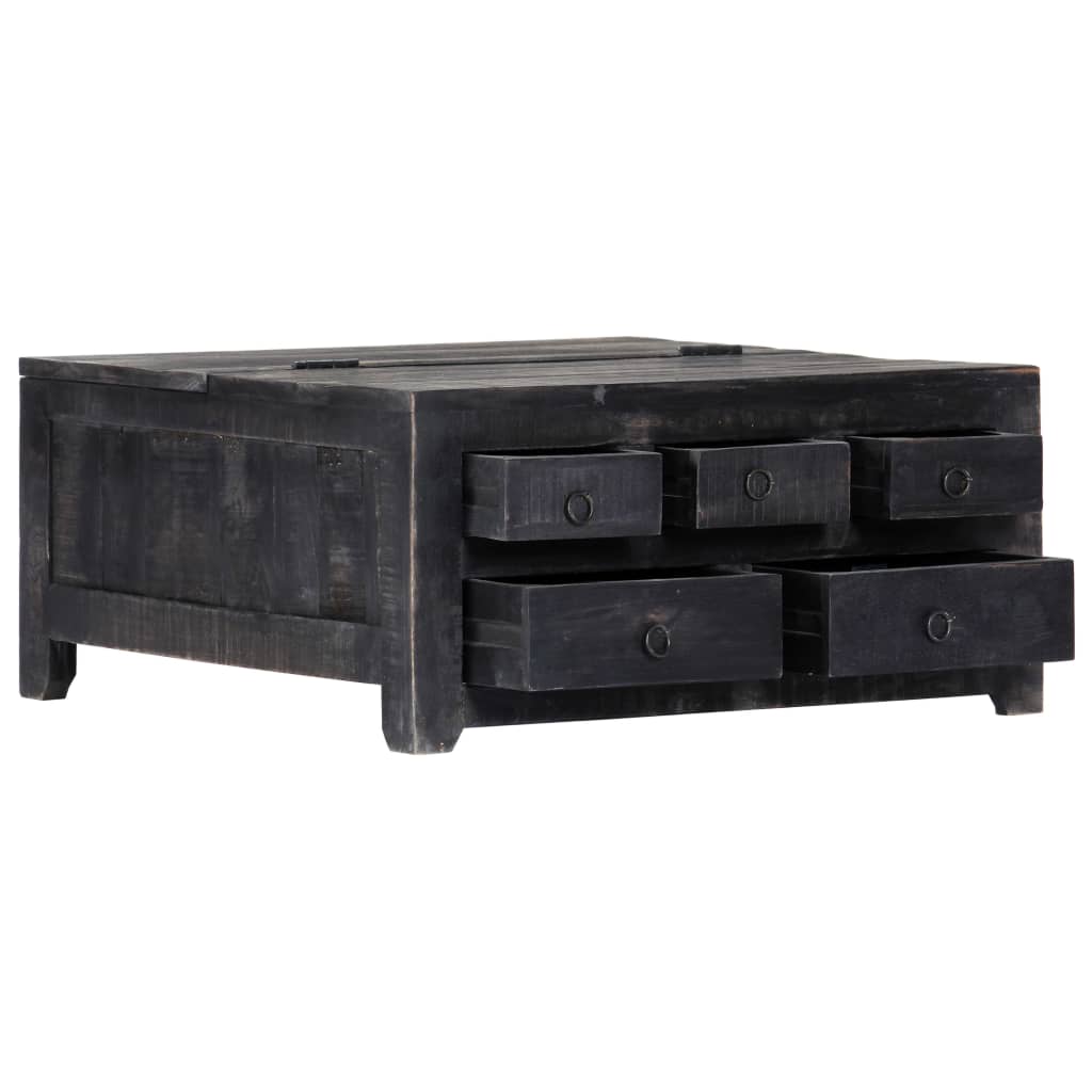 vidaXL Table basse Noir 65x65x30 cm Bois de manguier massif