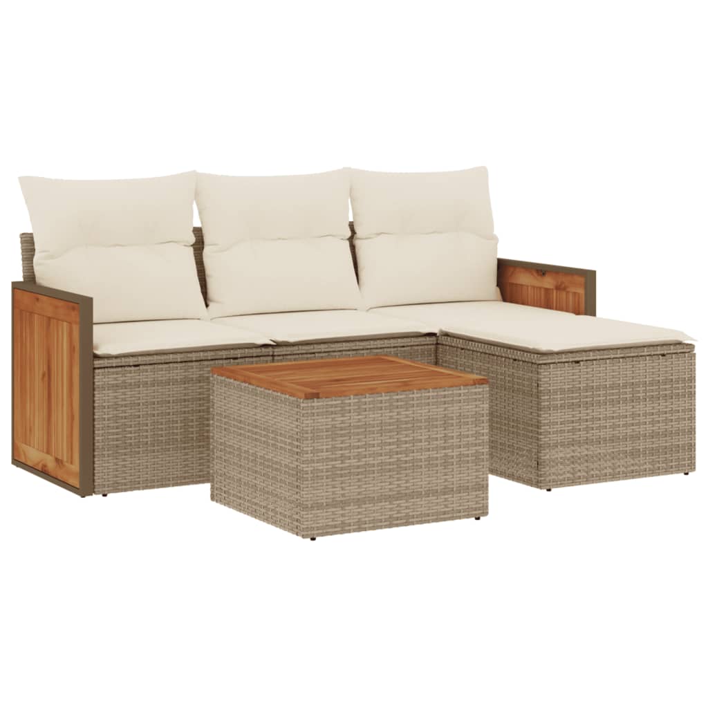 vidaXL Salon de jardin avec coussins 5 pcs beige résine tressée