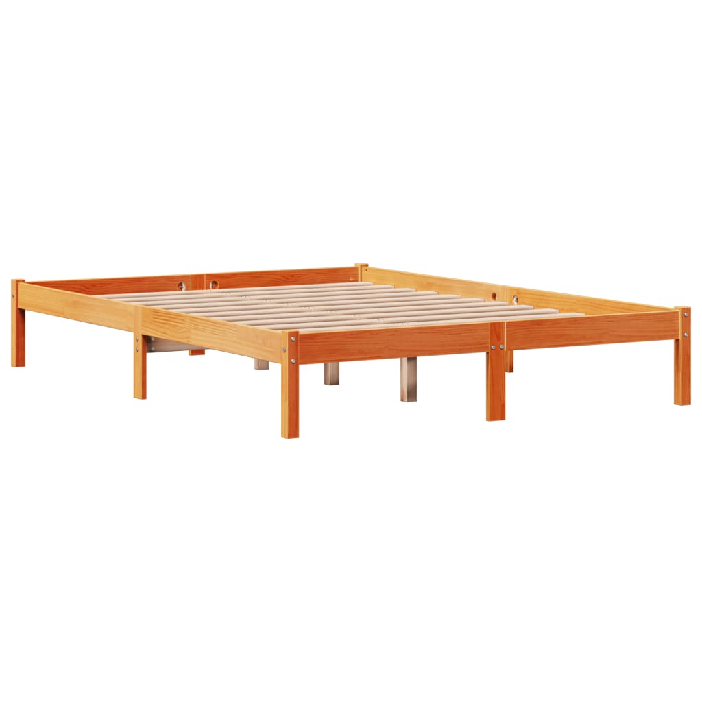 vidaXL Cadre de lit et tête de lit sans matelas cire marron 140x190 cm