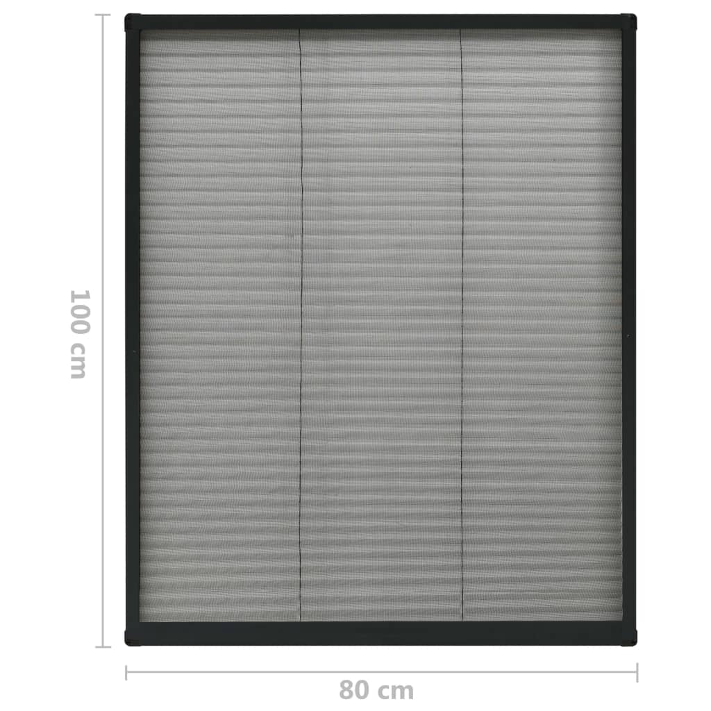 vidaXL Moustiquaire plissée pour fenêtre Aluminium Anthracite 80x100cm