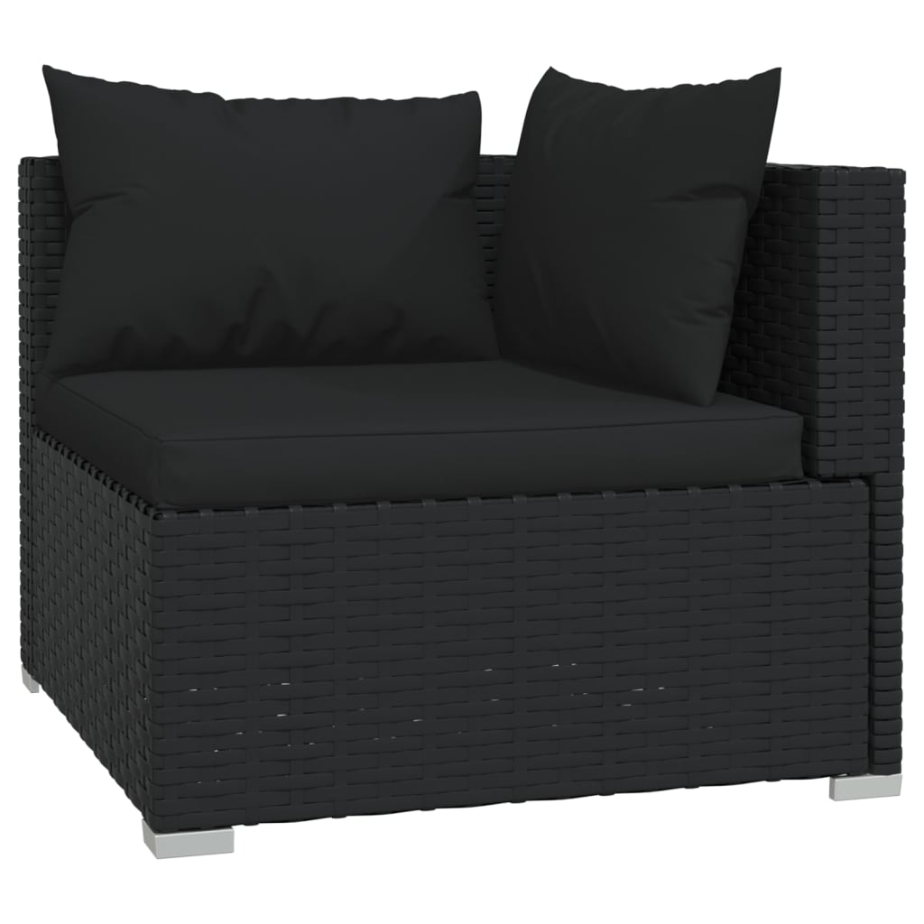 vidaXL Salon de jardin 10 pcs avec coussins Résine tressée Noir