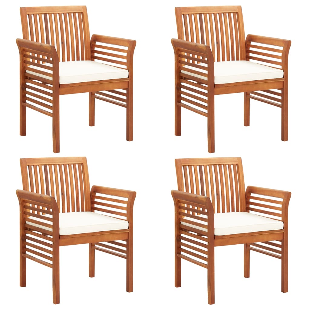 vidaXL Chaises de jardin avec coussins lot de 4 Bois d'acacia massif