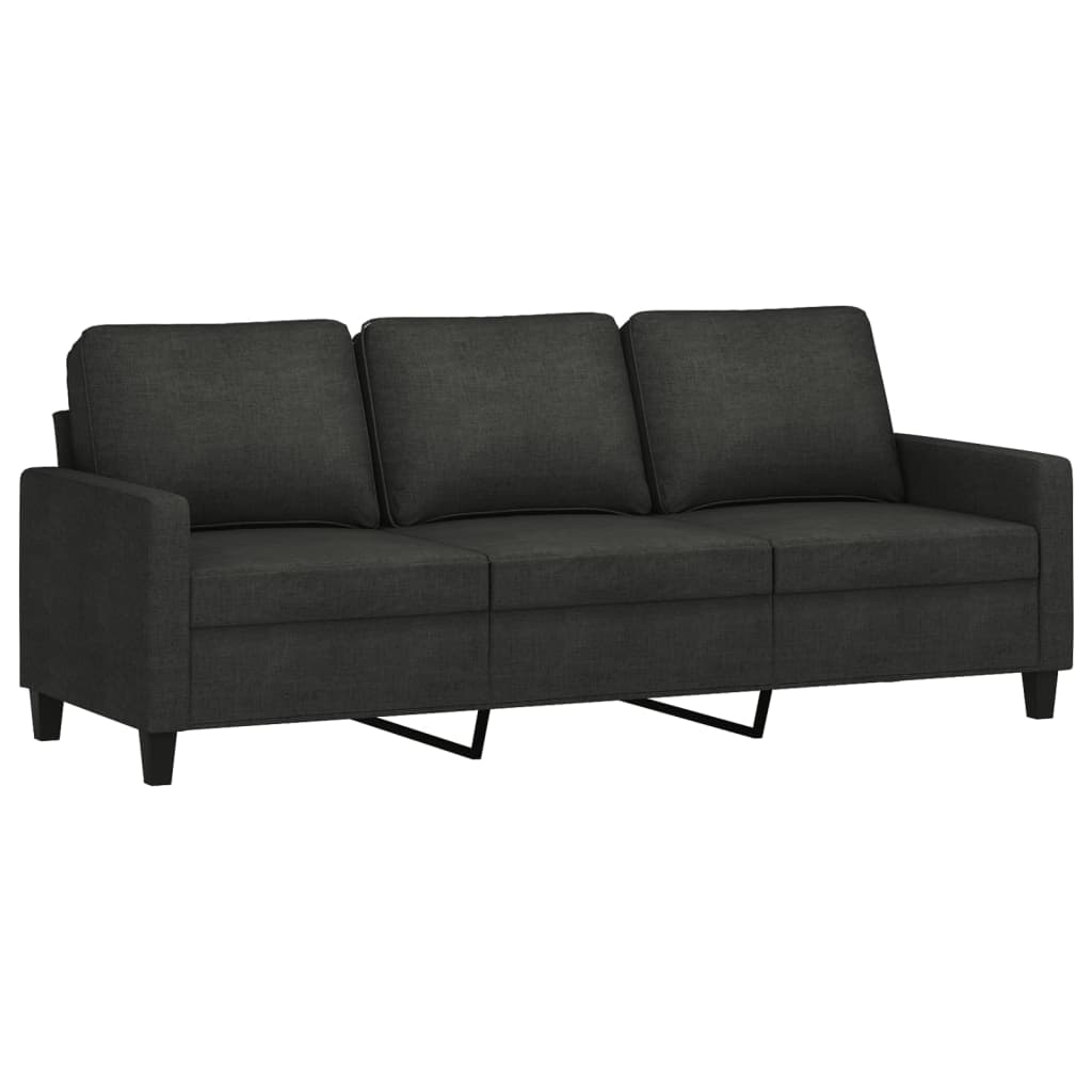 vidaXL Canapé à 3 places avec repose-pieds Noir 180 cm Tissu