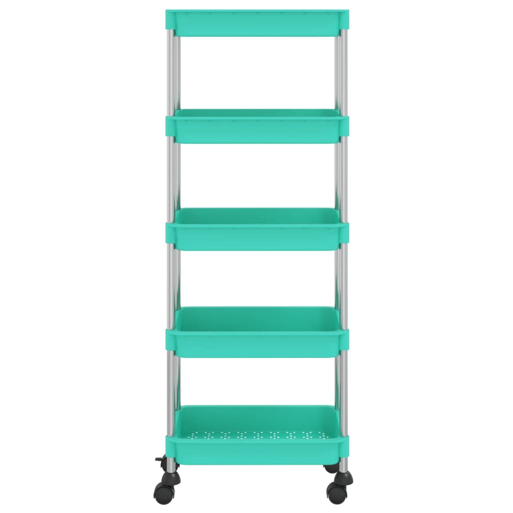 vidaXL Chariot de cuisine 5 niveaux Turquoise 42x29x128 cm Fer et ABS