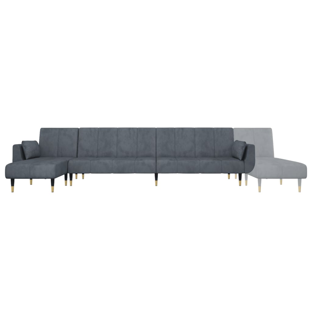 vidaXL Canapé-lit en forme de L gris 275x140x70 cm velours