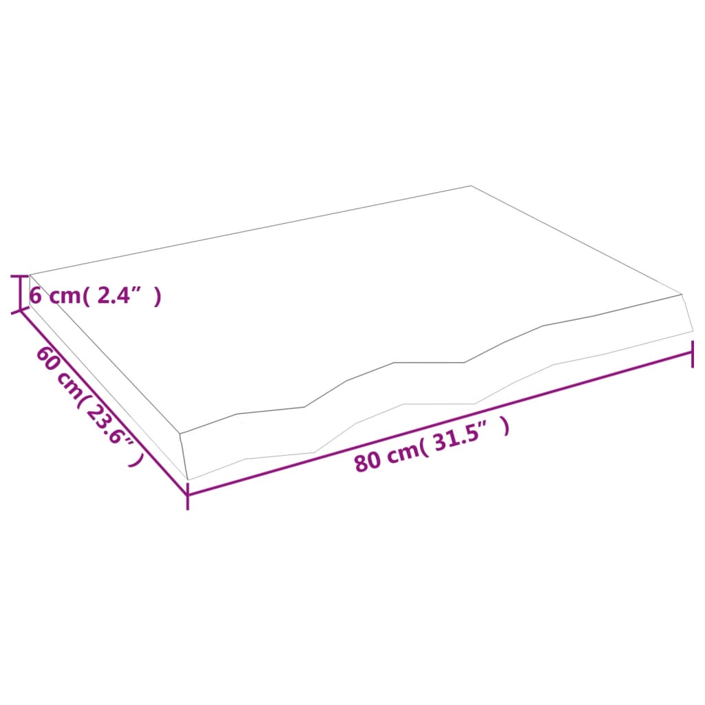 vidaXL Dessus de table 80x60x(2-6) cm bois de chêne massif non traité