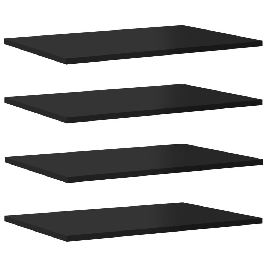 vidaXL Panneaux bibliothèque 4 pcs Noir brillant 60x40x1,5cm Aggloméré