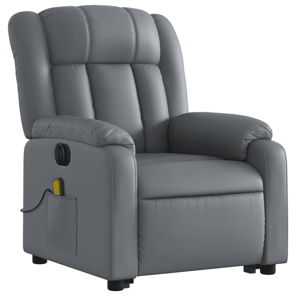 vidaXL Fauteuil inclinable de massage électrique gris similicuir