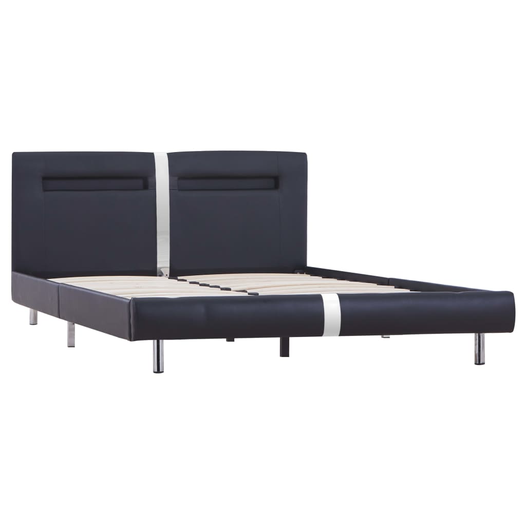 vidaXL Cadre de lit avec LED sans matelas noir 140x200 cm similicuir