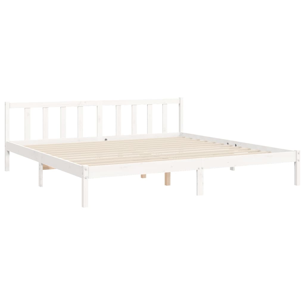 vidaXL Cadre de lit avec tête de lit blanc Super King Size bois massif