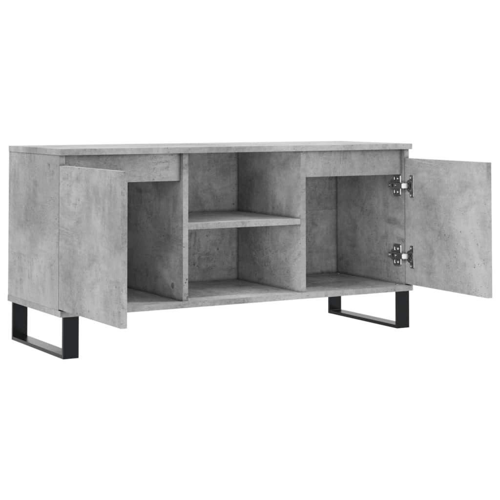 vidaXL Meuble TV gris béton 104x35x50 cm bois d'ingénierie