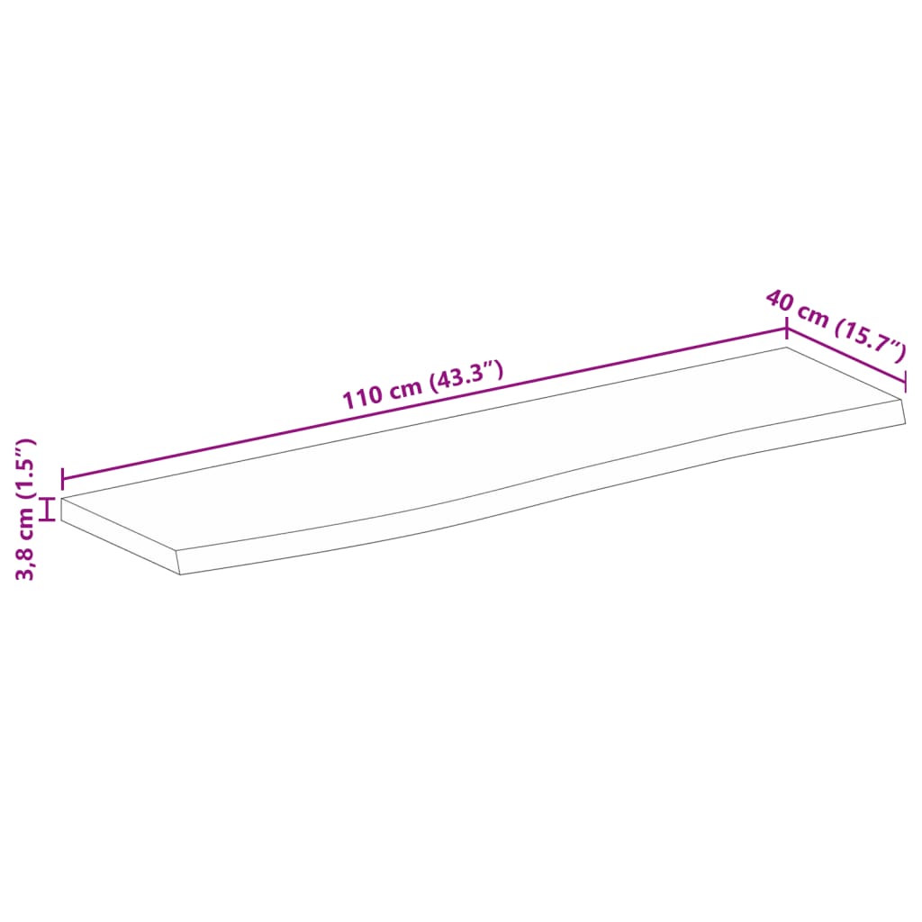 vidaXL Dessus de table 110x40x3,8cm bord vif bois massif manguier brut