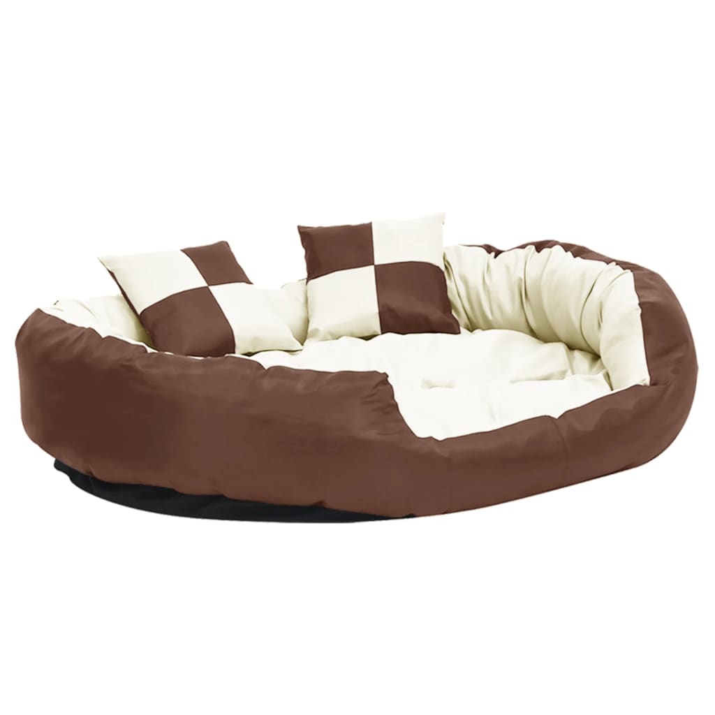 vidaXL Coussin réversible lavable de chien Marron et crème 110x80x23cm