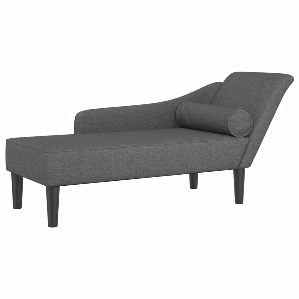 vidaXL Chaise longue avec coussins gris foncé tissu