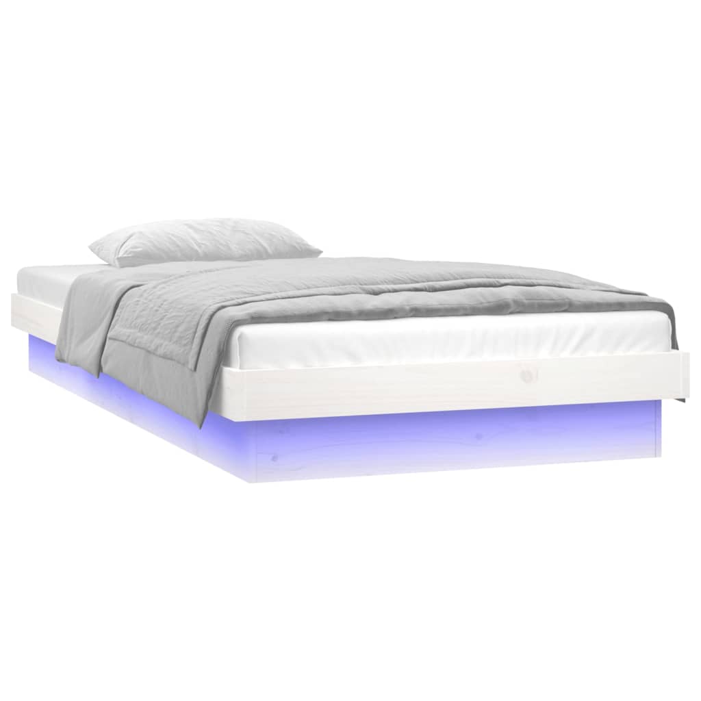 vidaXL Cadre de lit à LED sans matelas blanc bois massif