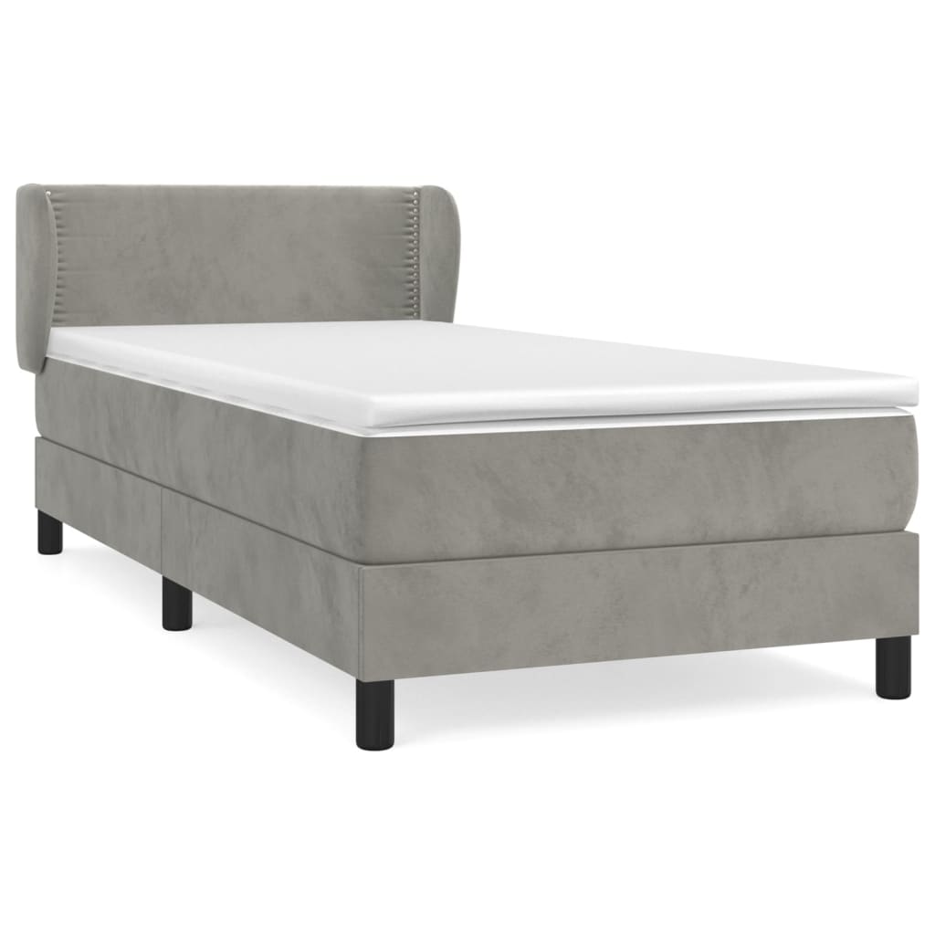 vidaXL Sommier à lattes de lit et matelas Gris clair 90x190 cm Velours