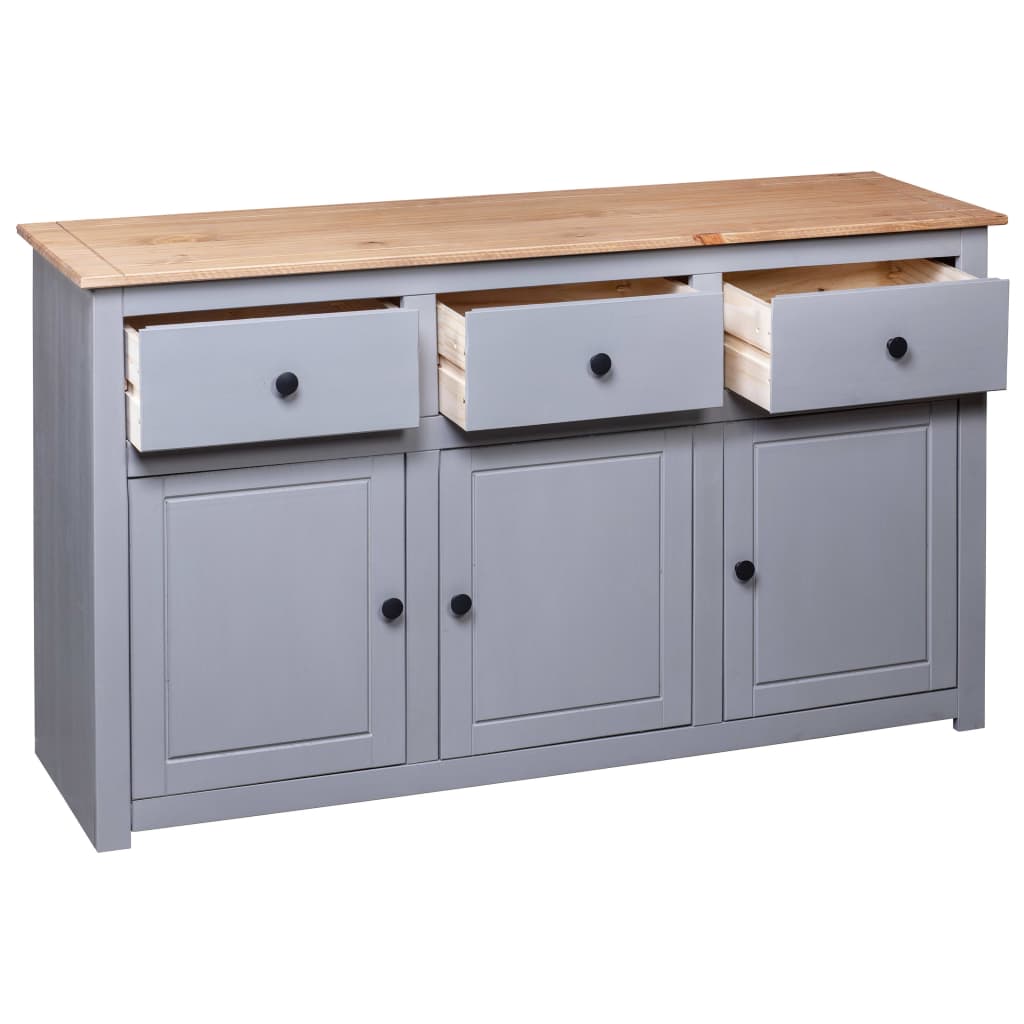 vidaXL Buffet Gris 135x40x80 cm Pin solide Assortiment Panama