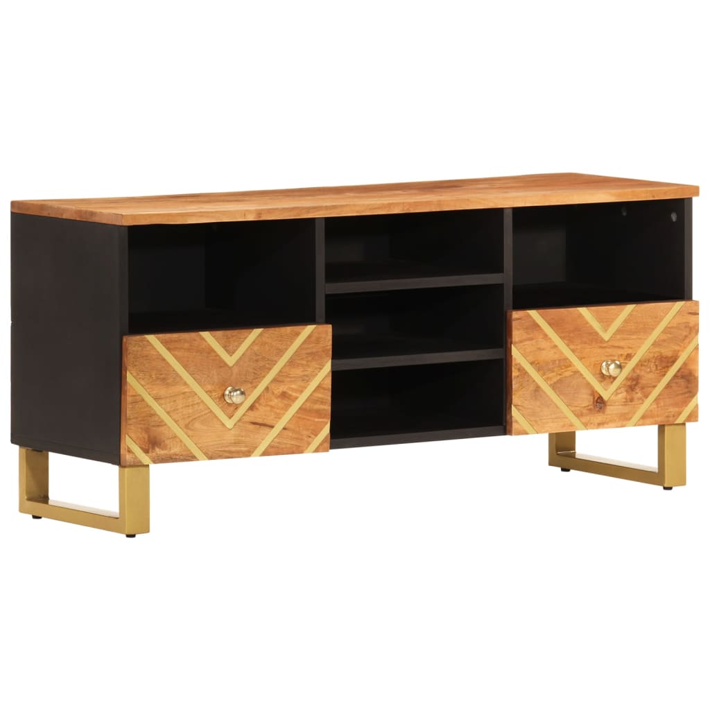 vidaXL Meuble TV marron et noir 100x33,5x46 cm bois massif de manguier