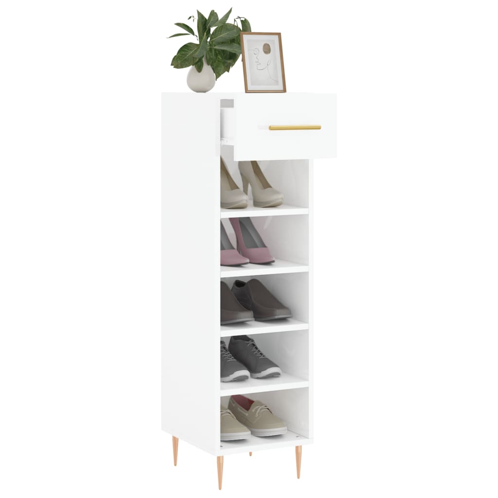 vidaXL Armoire à chaussure Blanc brillant 30x35x105 cm Bois ingénierie