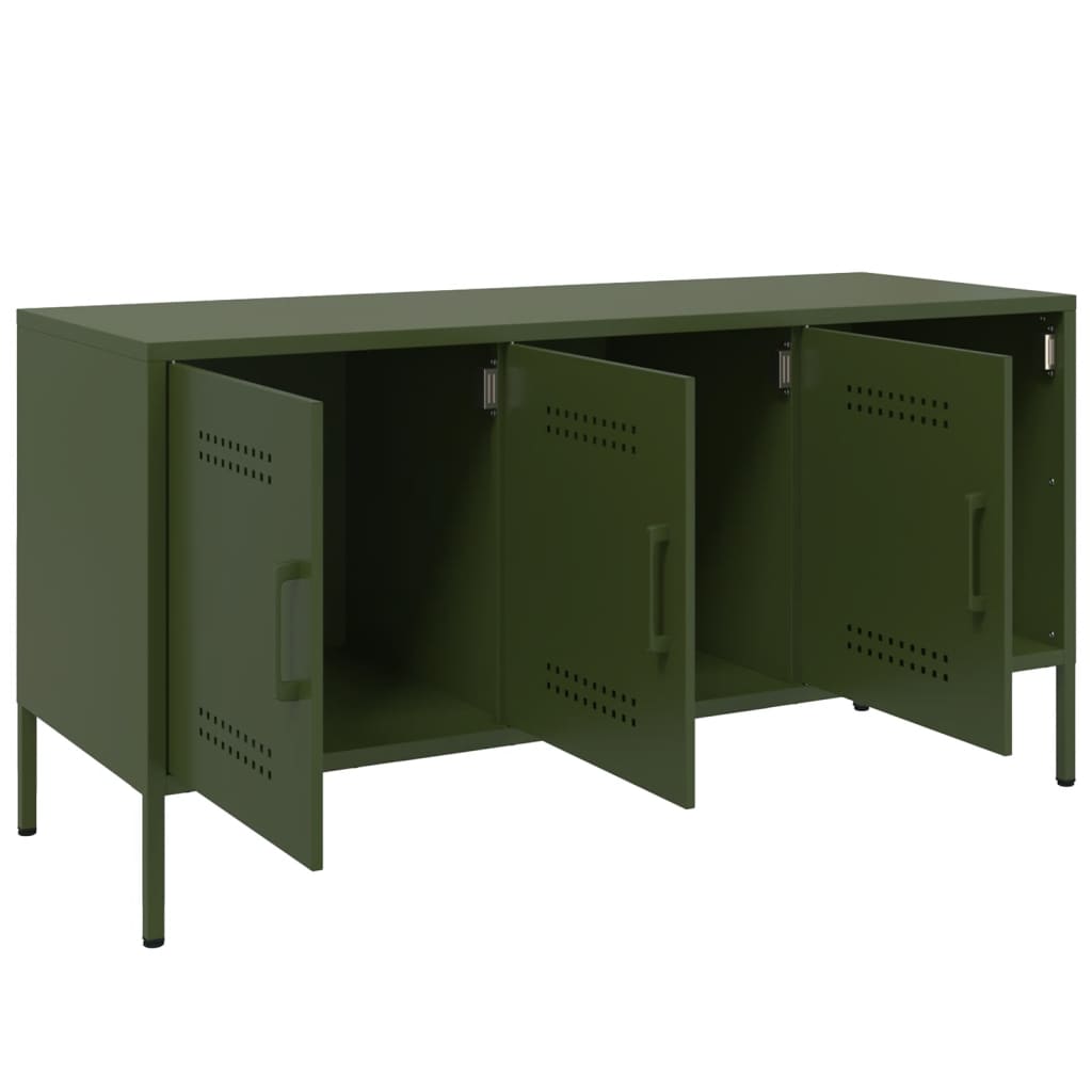 vidaXL Meuble TV vert olive 100,5x39x50,5 cm acier