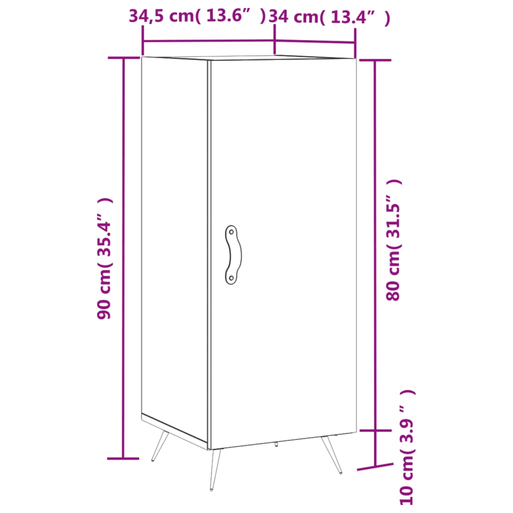 vidaXL Buffet Blanc brillant 34,5x34x90 cm Bois d'ingénierie