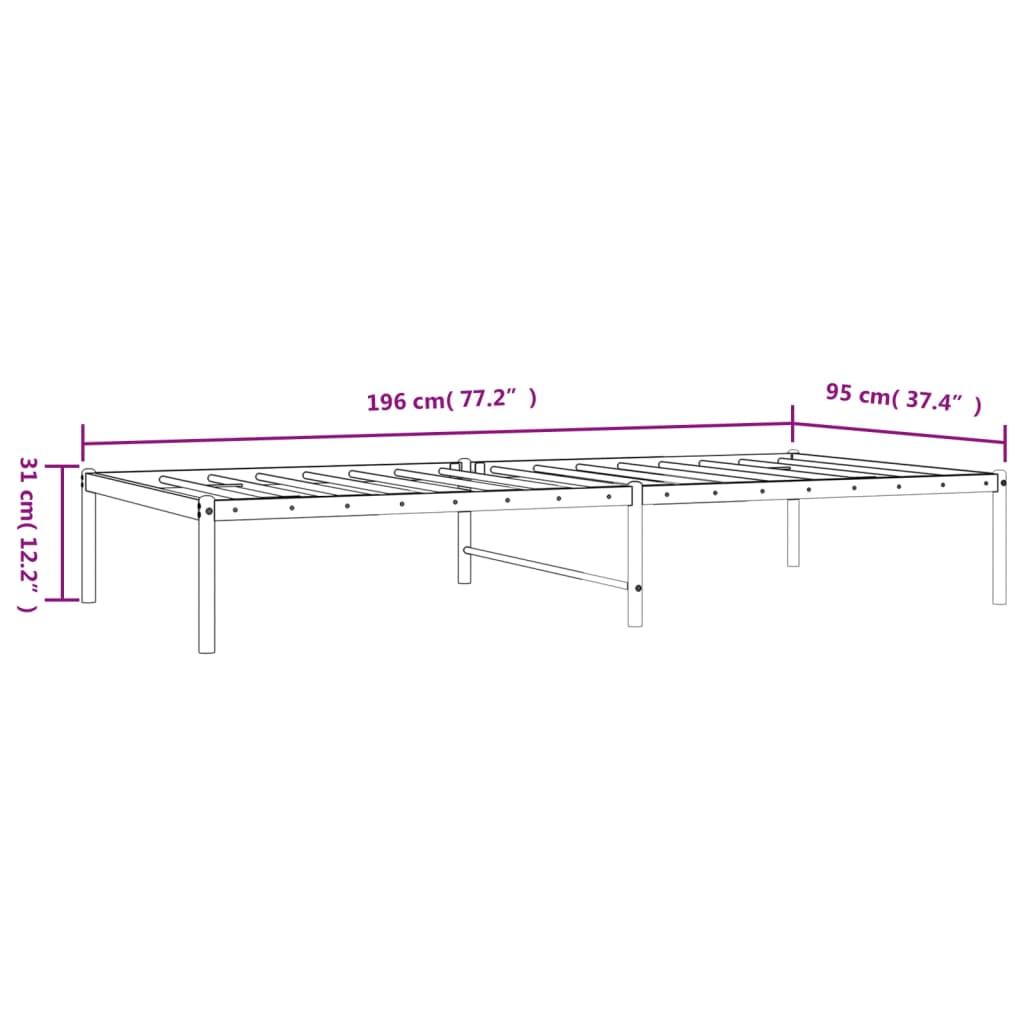 vidaXL Cadre de lit métal sans matelas noir 90x190 cm