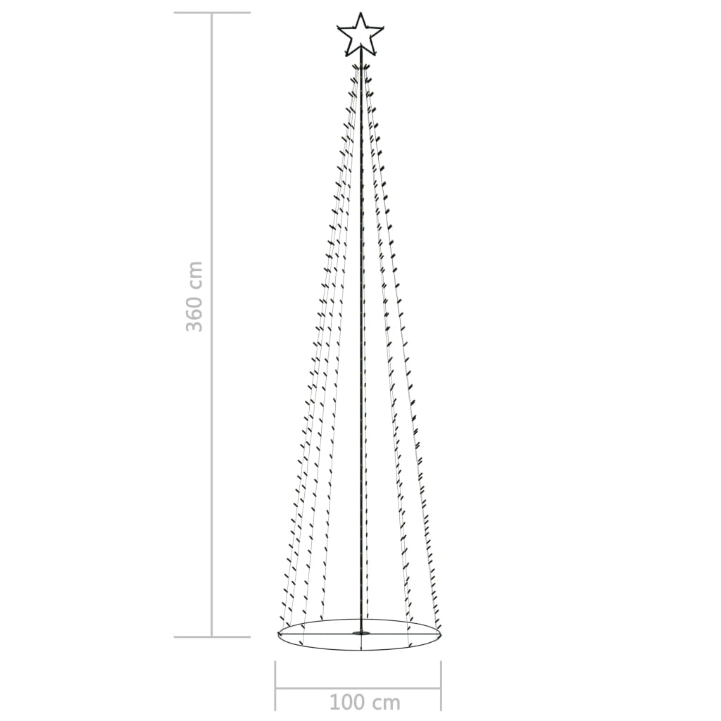 vidaXL Arbre de Noël cône 400 LED blanc chaud décoration 100x360 cm