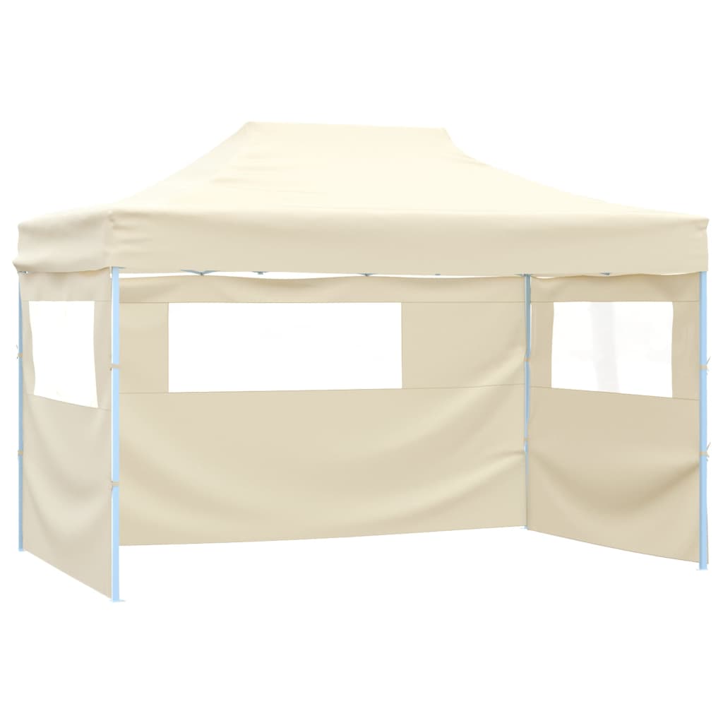 vidaXL Tente pliable avec 4 parois latéraux 3 x 4,5 m Blanc crème