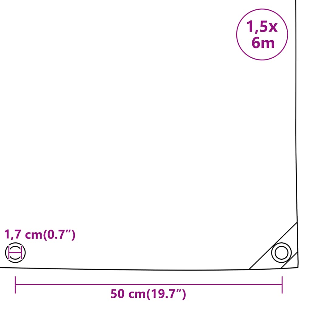 vidaXL Bâche anthracite 1,5x6 m 650 g/m²