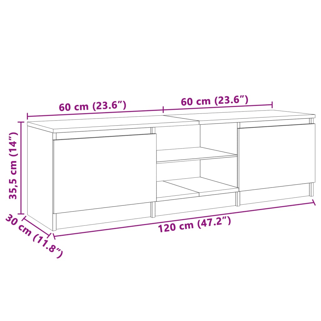 vidaXL Meuble TV avec lumières LED Blanc 120x30x35,5 cm