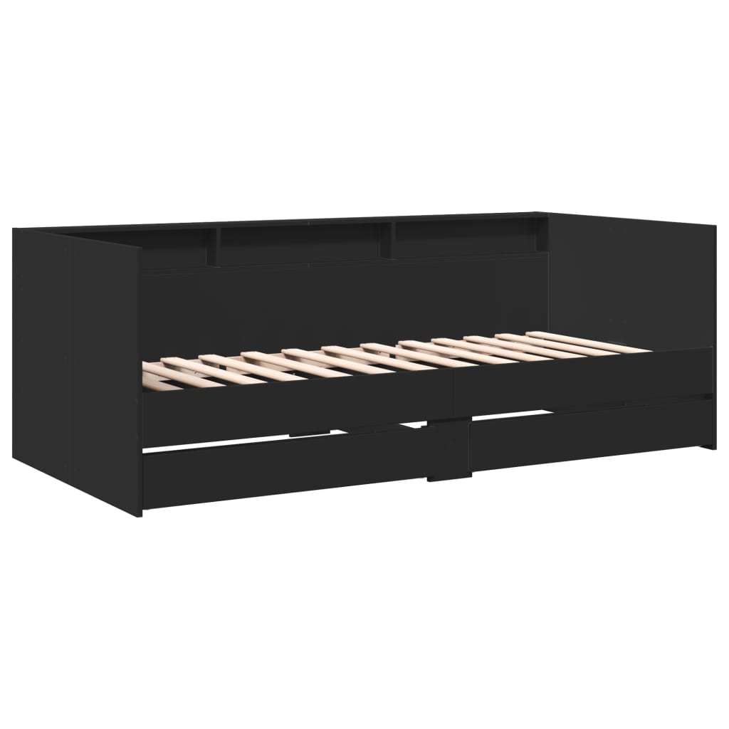 vidaXL Lit de jour avec tiroirs sans matelas noir 75x190 cm