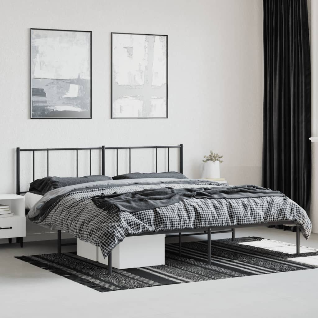 vidaXL Cadre de lit métal sans matelas avec tête de lit noir 183x213cm