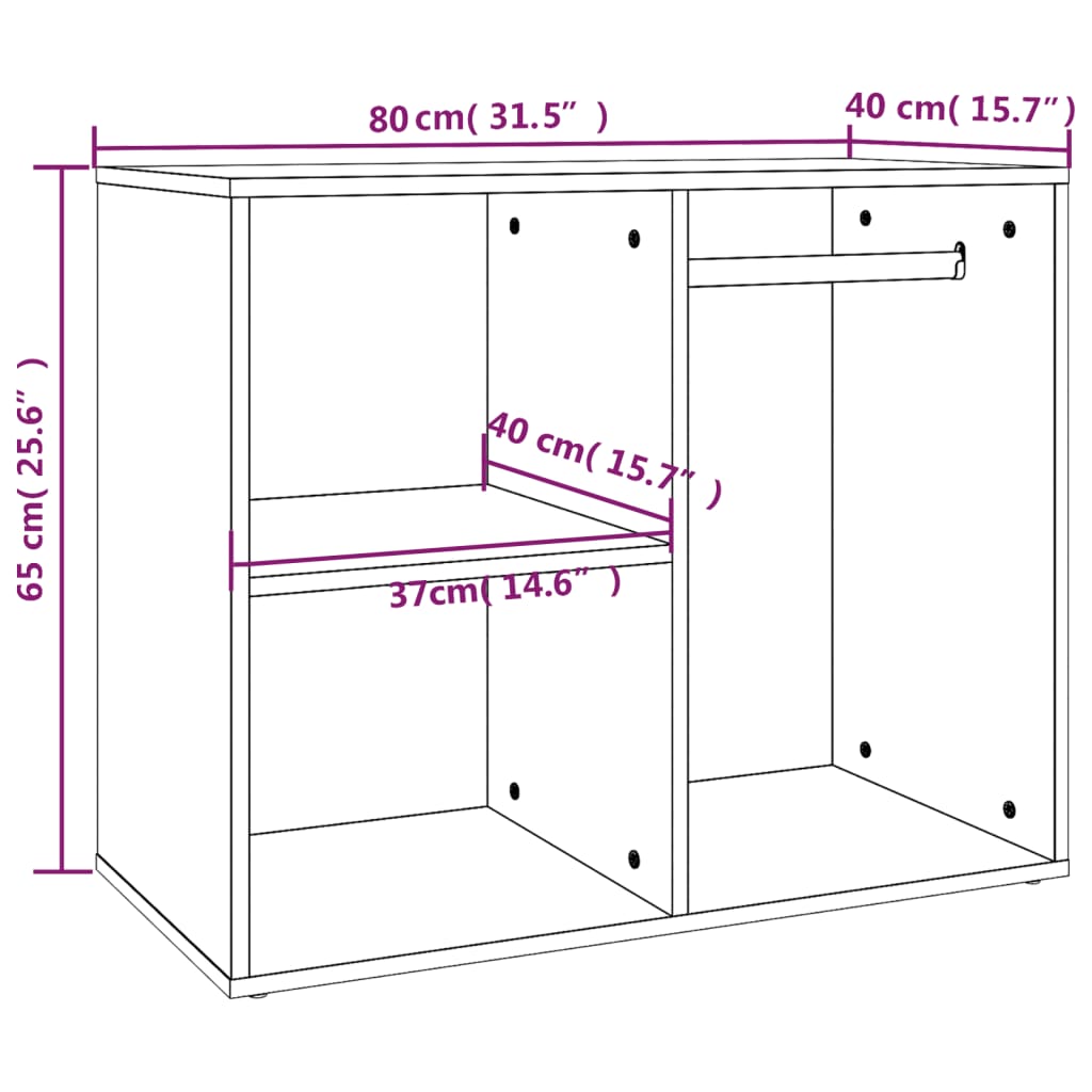 vidaXL Armoire de dressing noir 80x40x65 cm bois d'ingénierie