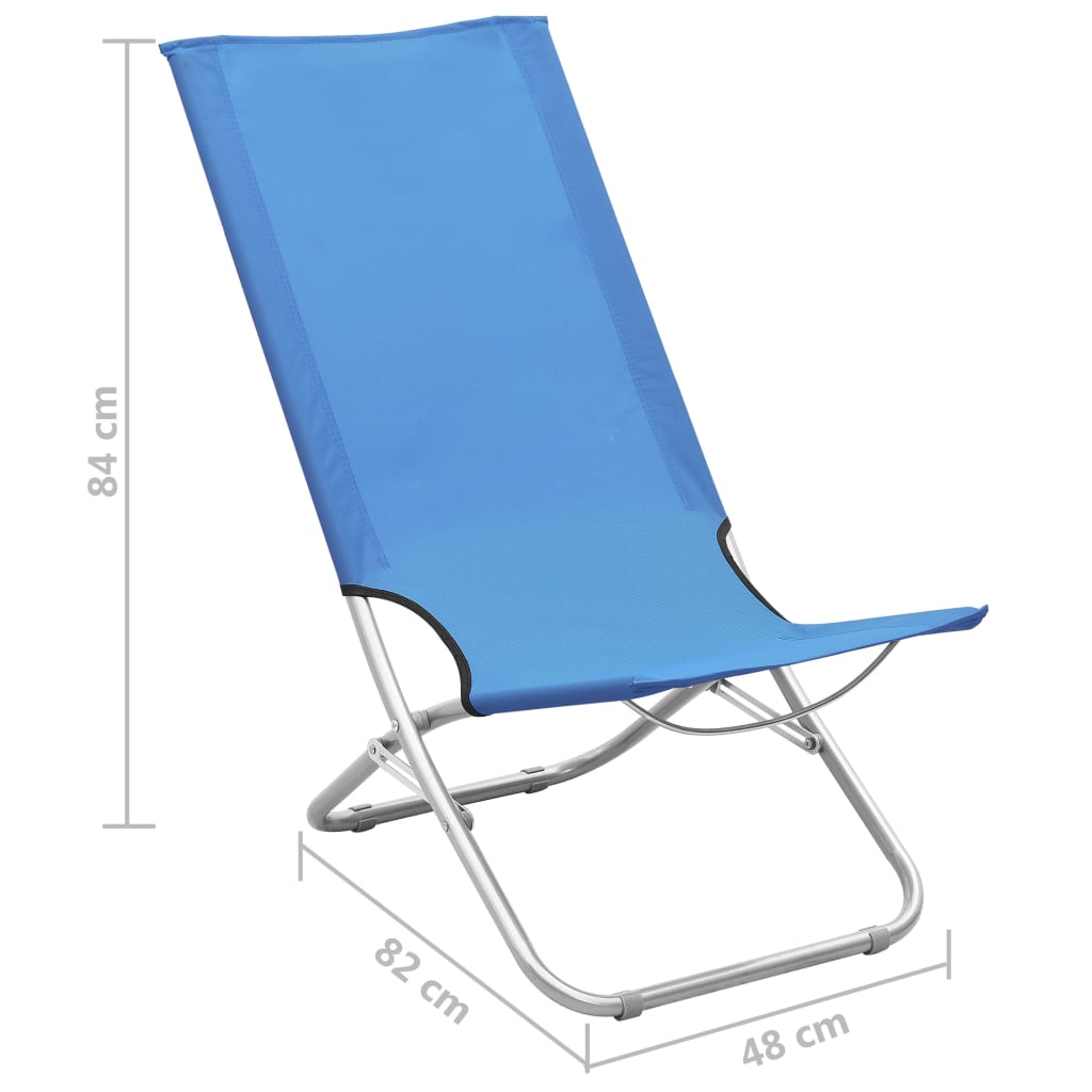 vidaXL Chaises de plage pliables lot de 2 Bleu Tissu