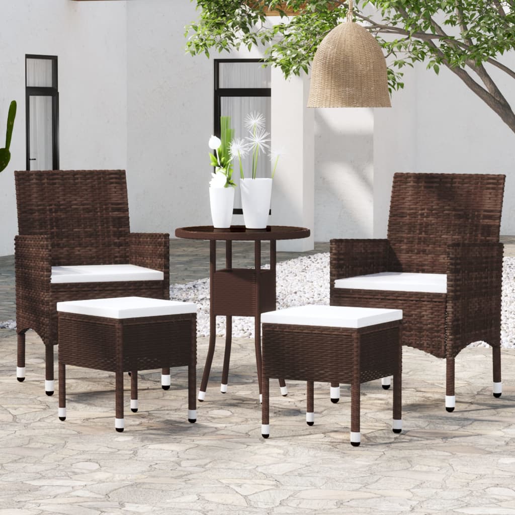 vidaXL Salon de jardin 5 pcs Résine tressée Marron