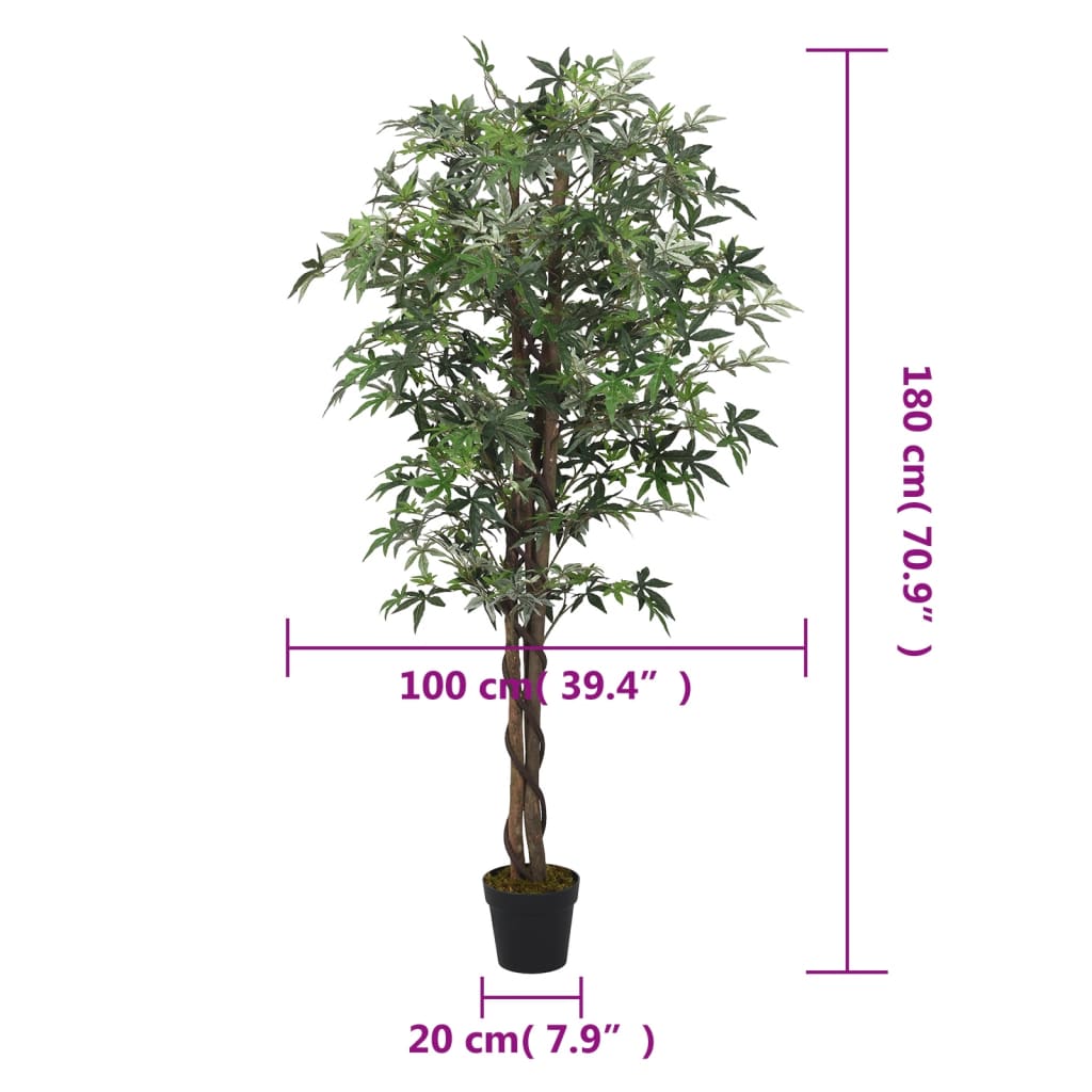 vidaXL Érable artificiel 672 feuilles 180 cm vert