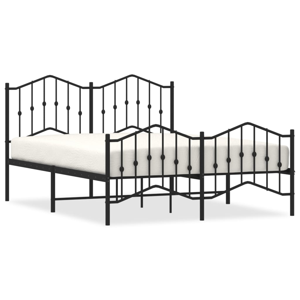 vidaXL Cadre de lit métal sans matelas avec pied de lit noir 135x190cm