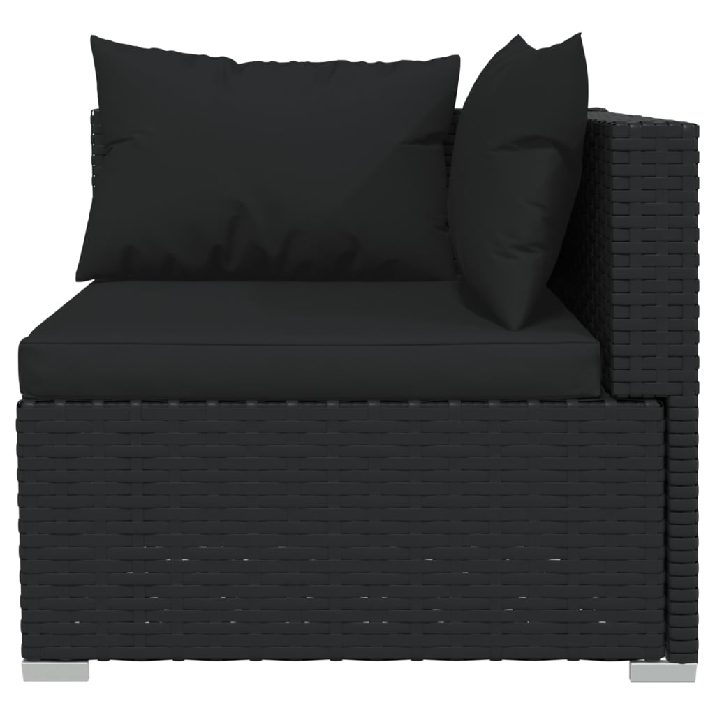 vidaXL Salon de jardin 11 pcs avec coussins Noir Résine tressée