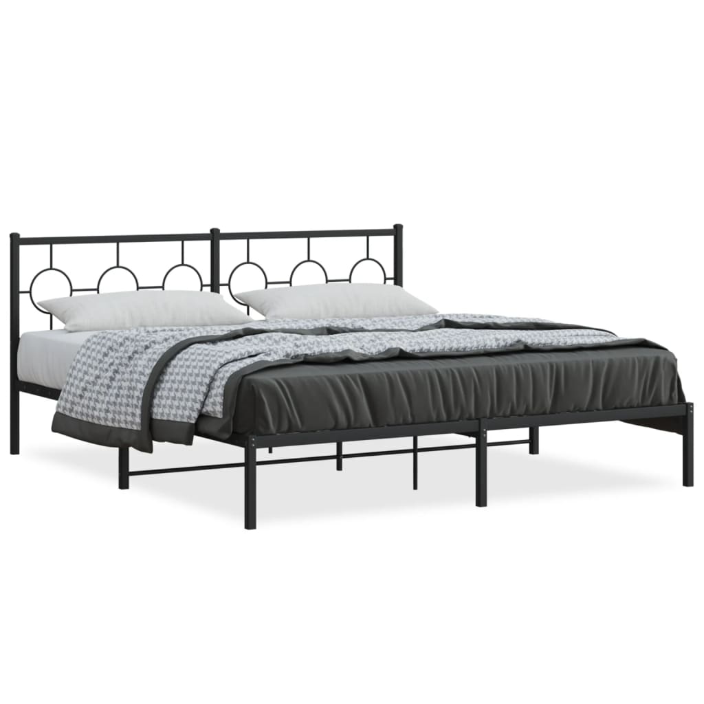 vidaXL Cadre de lit métal sans matelas avec tête de lit noir 183x213cm