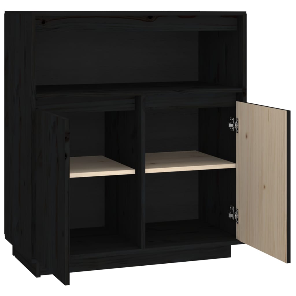 vidaXL Buffet Noir 70x34x80 cm Bois massif de pin